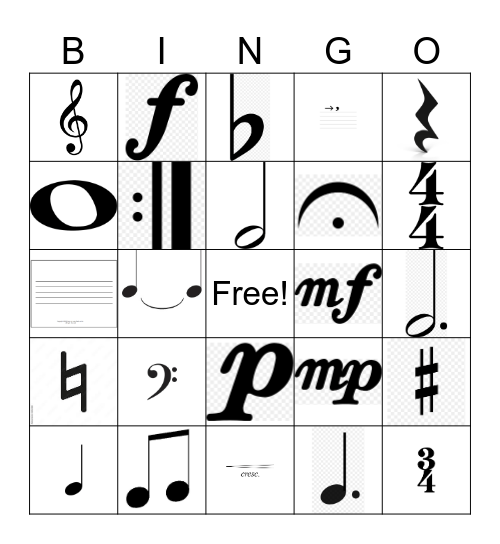 Music Symbol Bingo Card