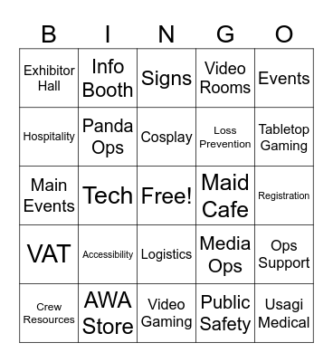 Anime Weekend Atlanta Bingo Card