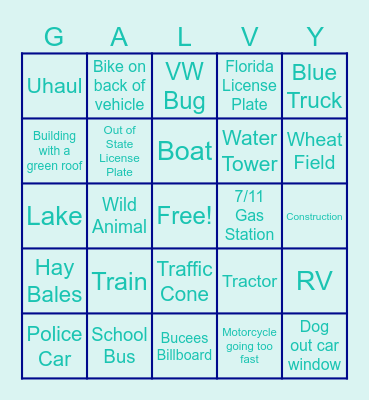GALVESTON ROAD TRIP BINGOOOO Bingo Card