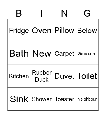 House Week Sign Bingo Card