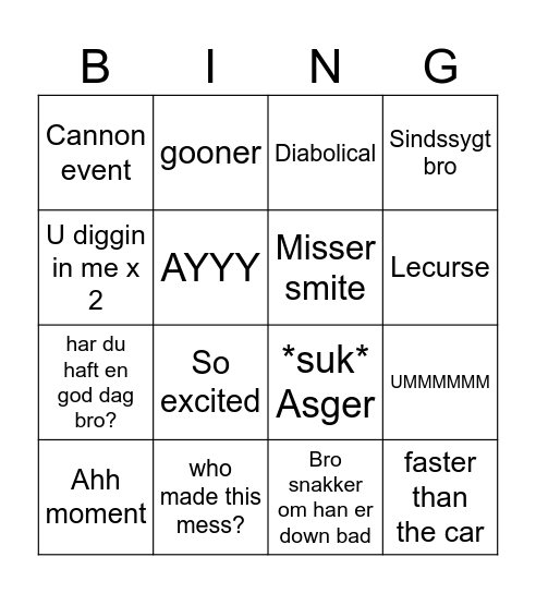 Freivald bingo Card
