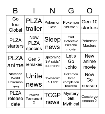 Pokemon Day 2/27/2025! Bingo Card