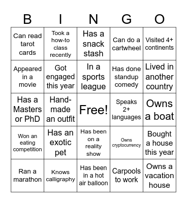 Suwanee Bingo! Bingo Card