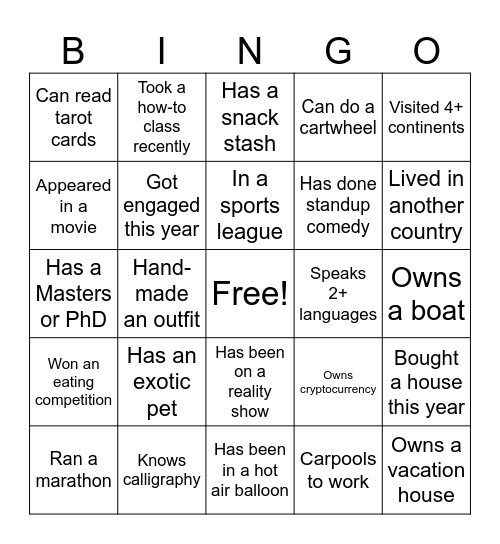 Suwanee Bingo! Bingo Card