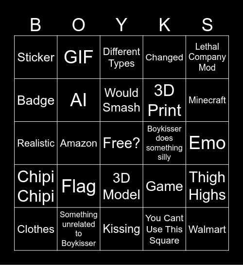 Boykisser Image Bingo Card