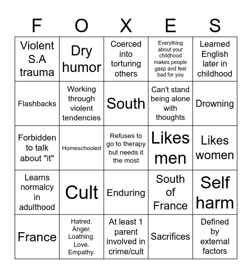 Jean Moreau Bingo Card