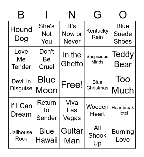 ELVIS Bingo Card