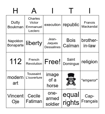HAITIAN REVOLUTION BINGO Card