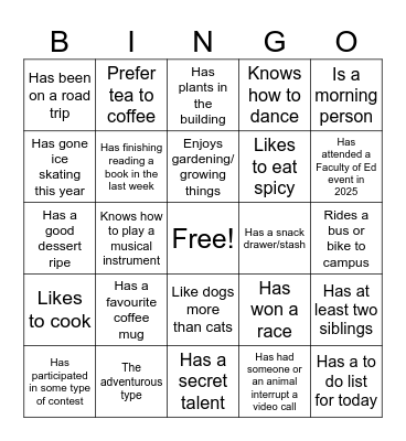Grad Bingo! Bingo Card
