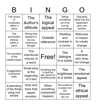 Senior Paper 1 Exam Review Bingo Card