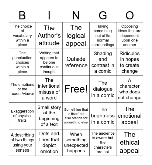 Senior Paper 1 Exam Review Bingo Card