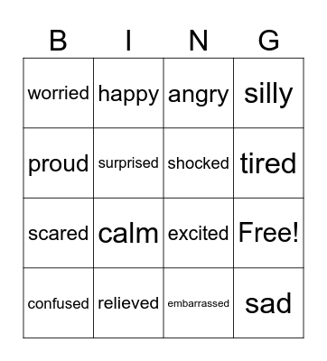 feelings and emotions ciit 2025 Bingo Card