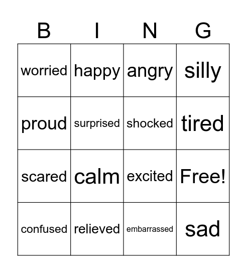 feelings and emotions ciit 2025 Bingo Card