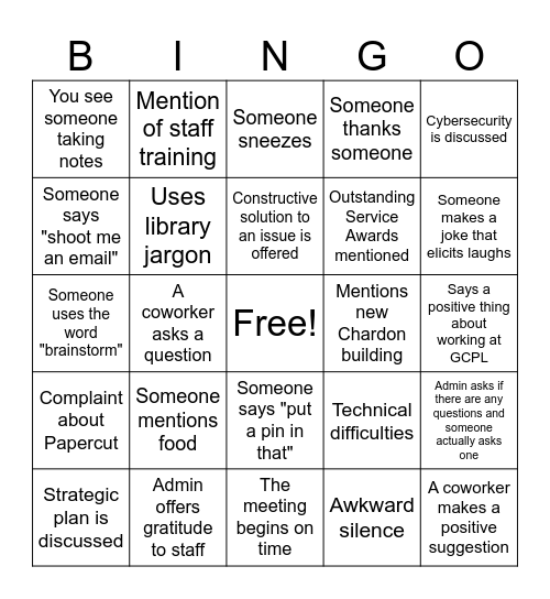 Roundtable 2025 Bingo Card