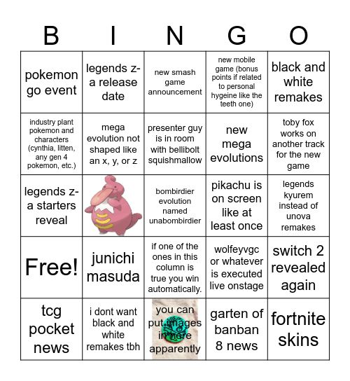 pokemon presents bingo Card