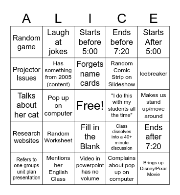 Media Arts Teachable Bingo Card