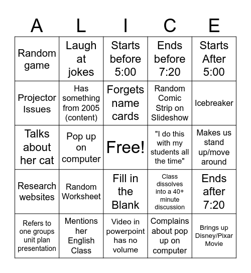 Media Arts Teachable Bingo Card