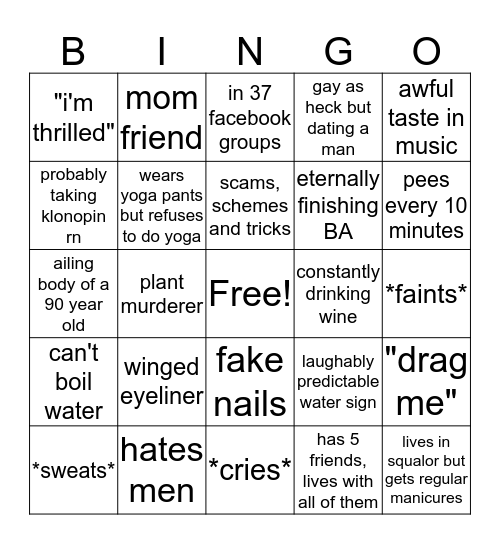 char bingoo Bingo Card