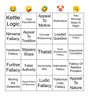 Fallacies Bingo Card