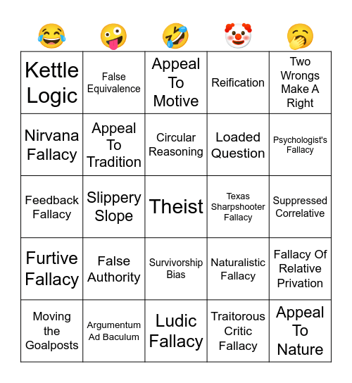 Fallacies Bingo Card