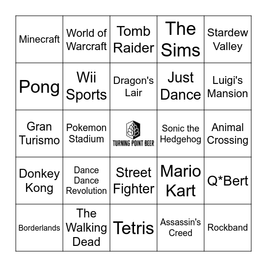 Video Game Bingo Card