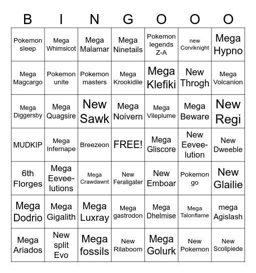 Pokemon presents bingo Card