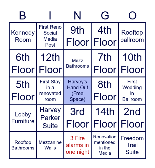 OPH Renovation Bingo Card