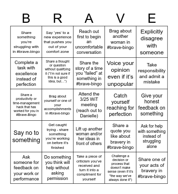 Brave Bingo Card