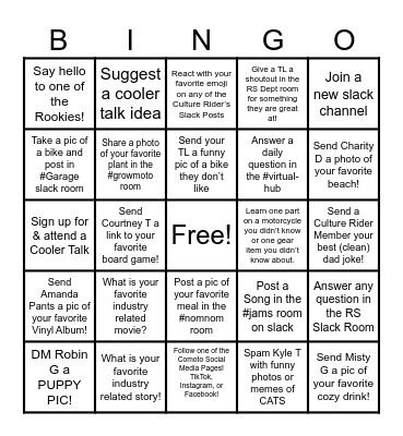 Comoto RSC Bingo! Bingo Card