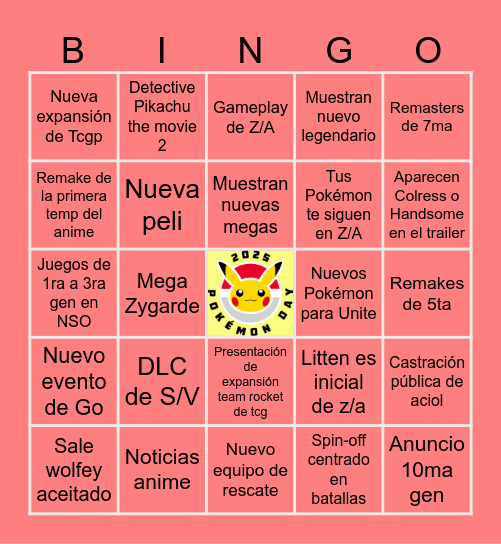 POKÉMON DAY Bingo Card