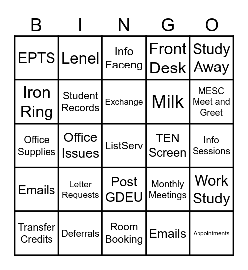 Goodbye Mona Bingo Card
