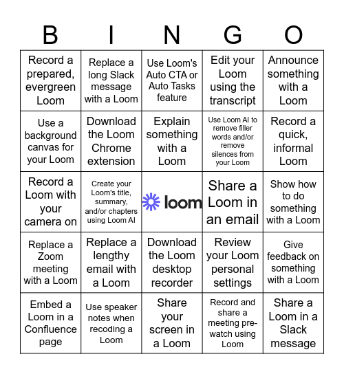 Learn to Loom Bingo Card