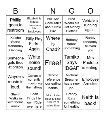 CPSO Ferriday Office Bingo Card