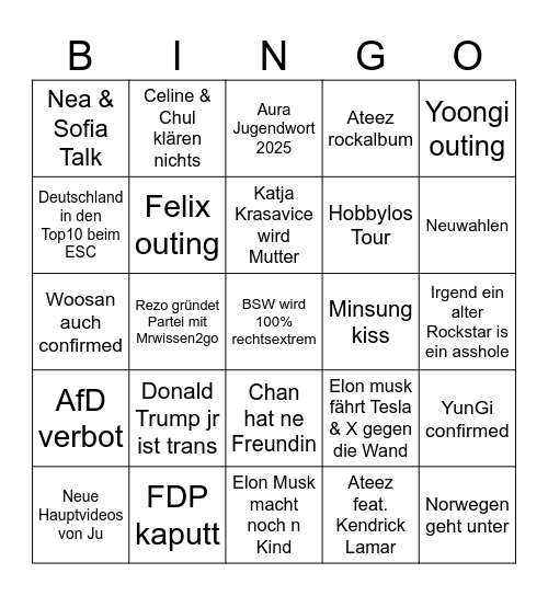 2025 Celine Ruben Nea Edition Bingo Card