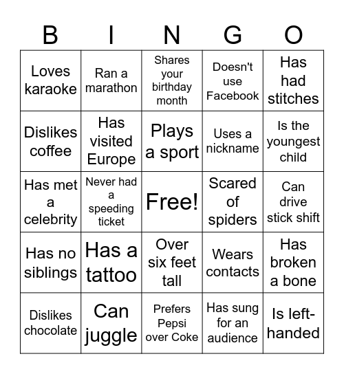 Fourth Quarter Fun Bingo Card
