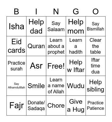 Ramadan Bingo Card