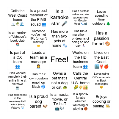 Vetcove Bingo Card