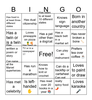 ICE BREAKER BINGO Card