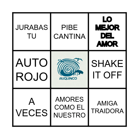 BINGO DE CANCIONES Bingo Card