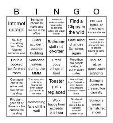 In-Office Bingo Card