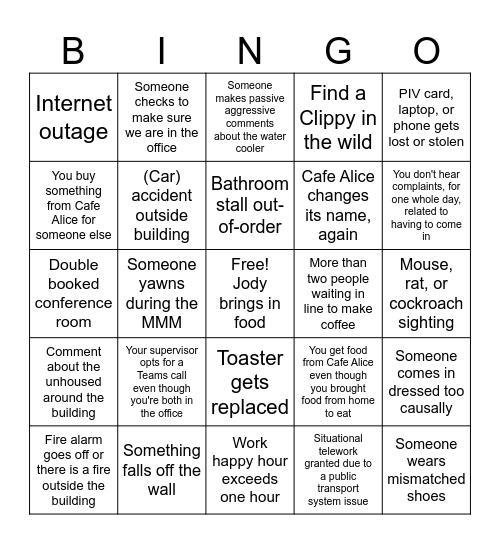 In-Office Bingo Card