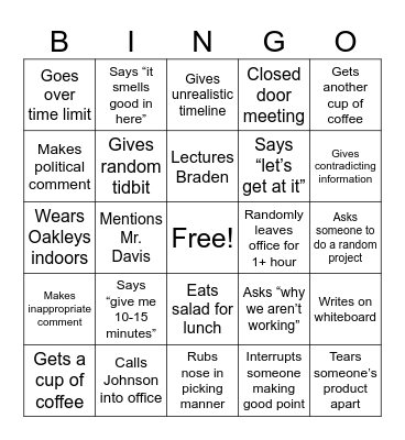 Voyles Bingo Card