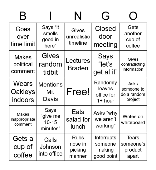 Voyles Bingo Card