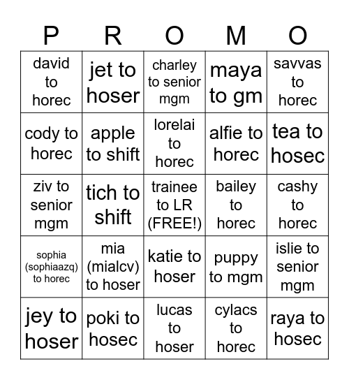 Bloxton Promo Bingo 2025 Bingo Card