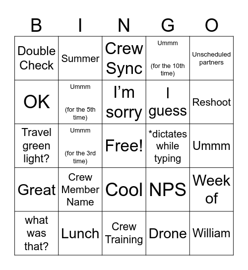 Freddie - Says "Scheduling Sync" (Round 7 and final) Bingo Card