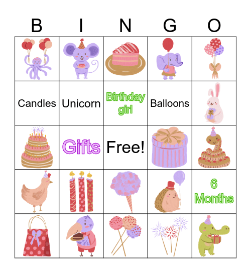 A's 1/2 Birthday Bingo Card