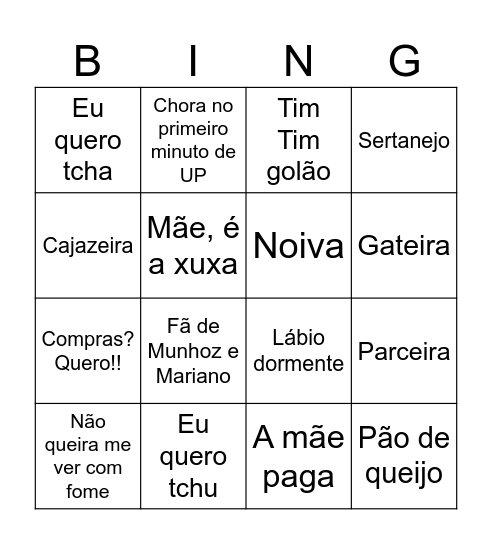 BINGO DA MAIA Bingo Card