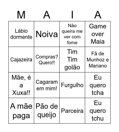 Bingo da Maia Bingo Card