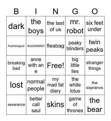 my fav tv shows!!! ⭐️ Bingo Card