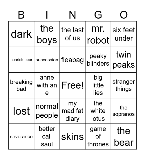 my fav tv shows!!! ⭐️ Bingo Card